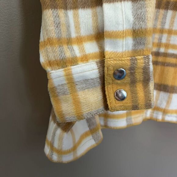 Coldwater Creek 2X Yellow Plaid Shacket Flannel Shirt Jacket Woman’s - Picture 5 of 8